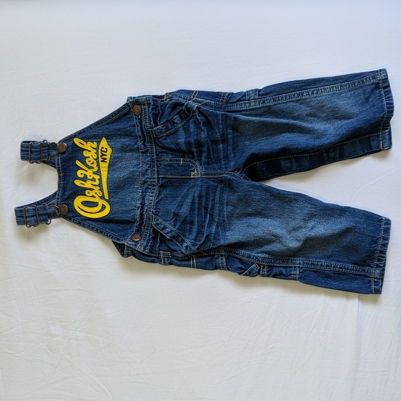oshkosh b'gosh classic vestbak denim overalls with felted logo 12 months baby - Picture 1 of 8